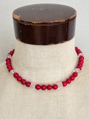 Stone & Crystal Bead Necklace Artisan Made